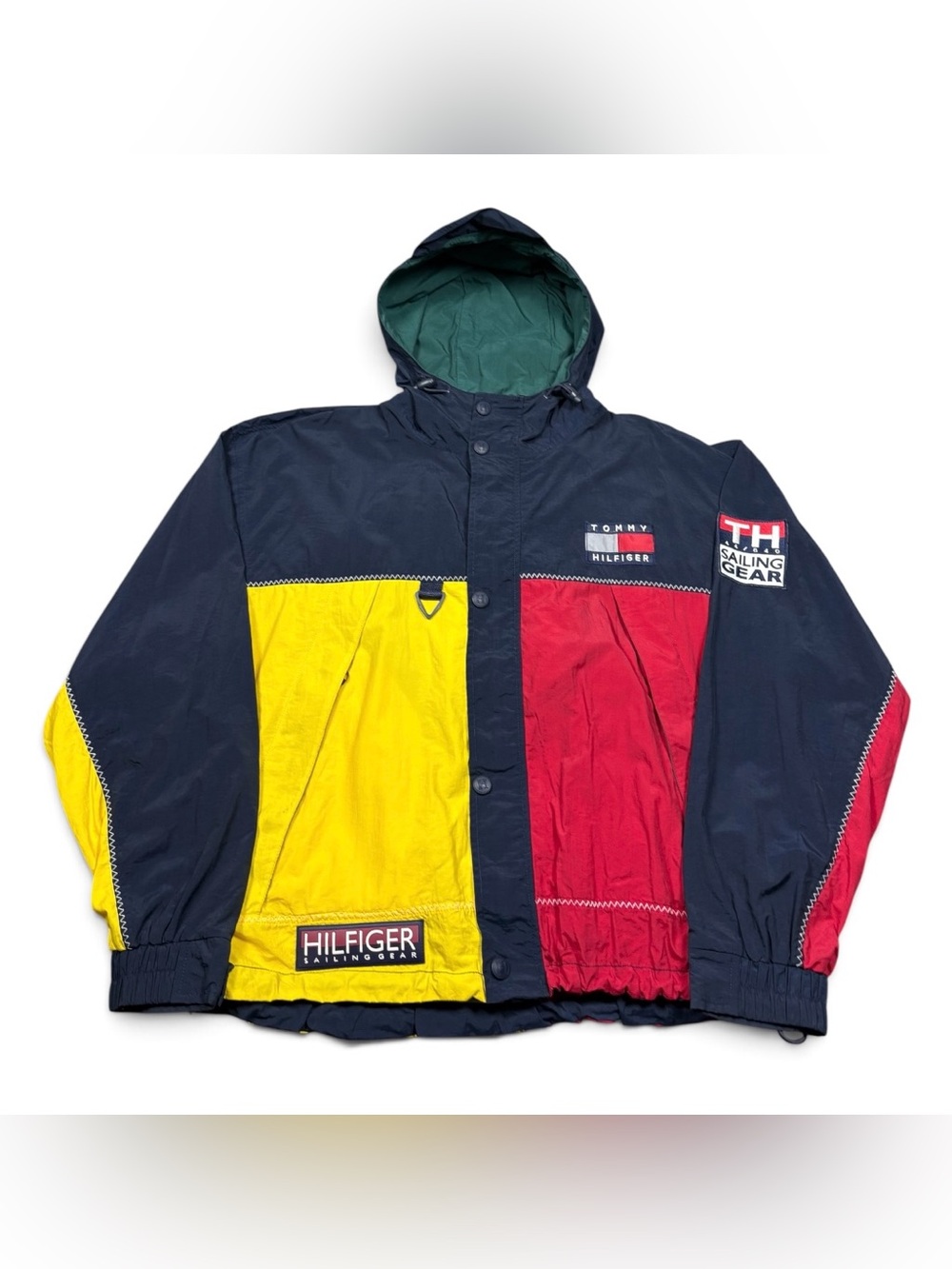 90s Tommy Hilfiger Sailing Gear Windbreaker Vintage Color Block Jacket Large